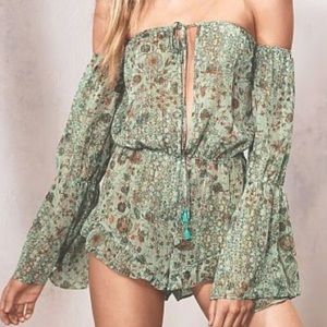 VS swim cover up off shoulder romper paisley